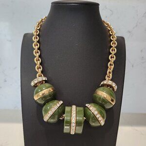 Gold, Green & Crystals Necklace